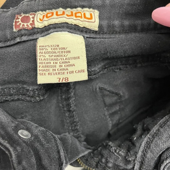 Joujou Women Dark Gray Bootcut Jeans 7/8 Medium Wash Embroidered Paisley Pockets - Picture 3 of 12